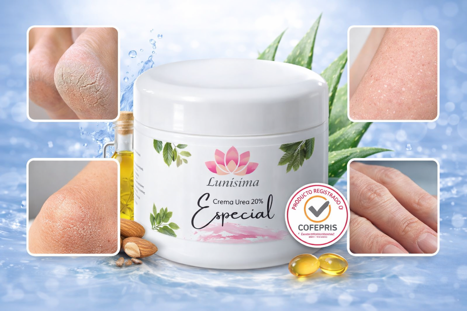 Crema Corporal Urea 20% Especial con Colágeno Marino y Vitamina C Hidratación Intensiva para Piel Suave y Flexible