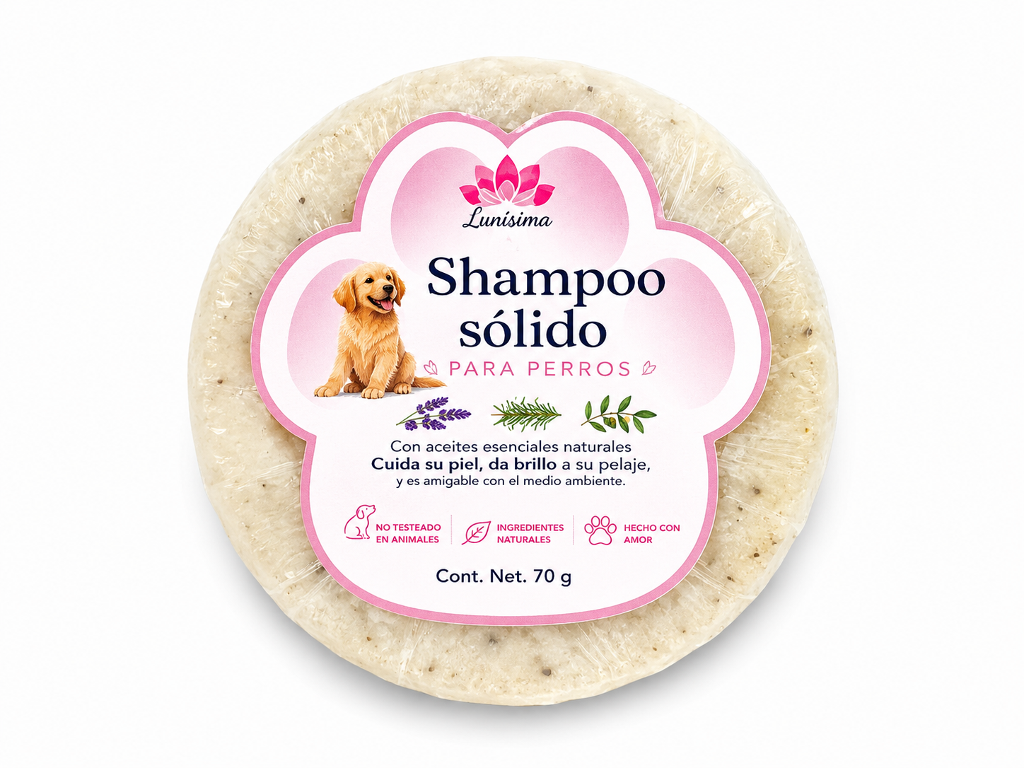 shampoo solido para peluditos Lunisima