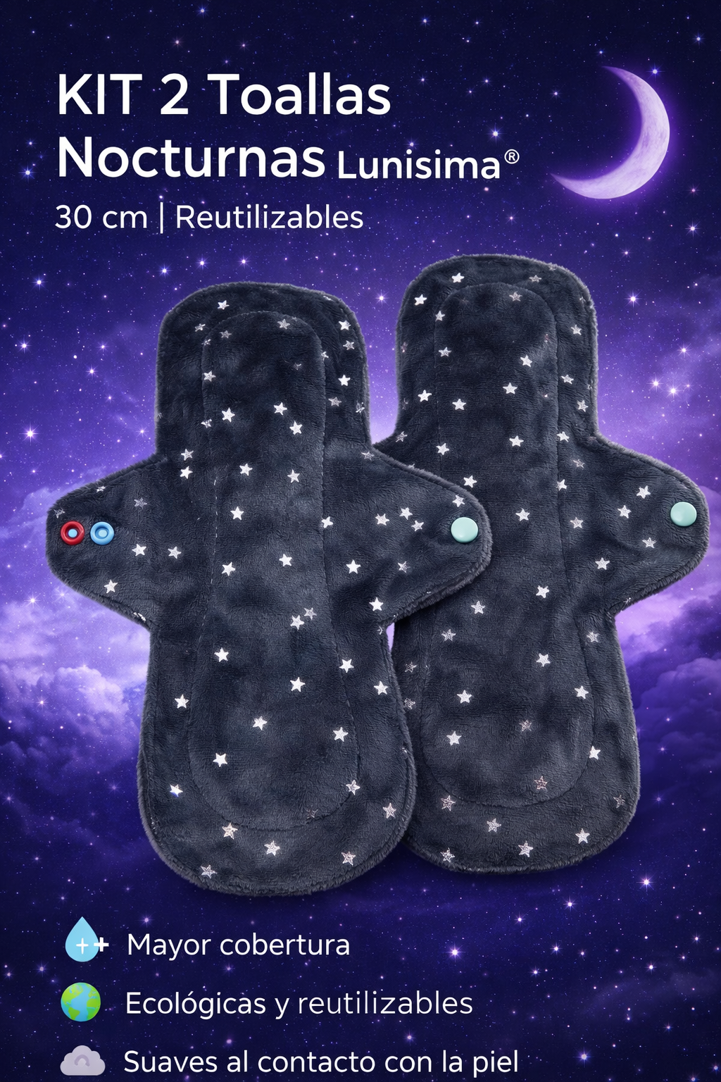 kit 2 toallas Lunsima nocturna de 30 cm