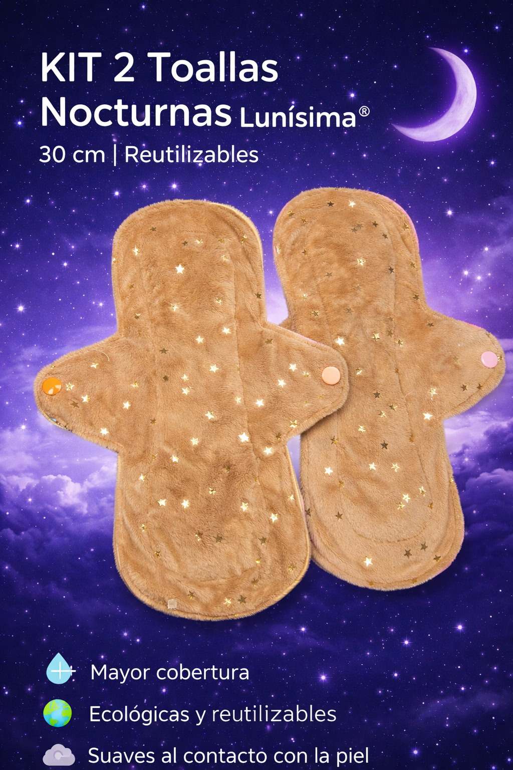 kit 2 toallas Lunsima nocturna de 30 cm