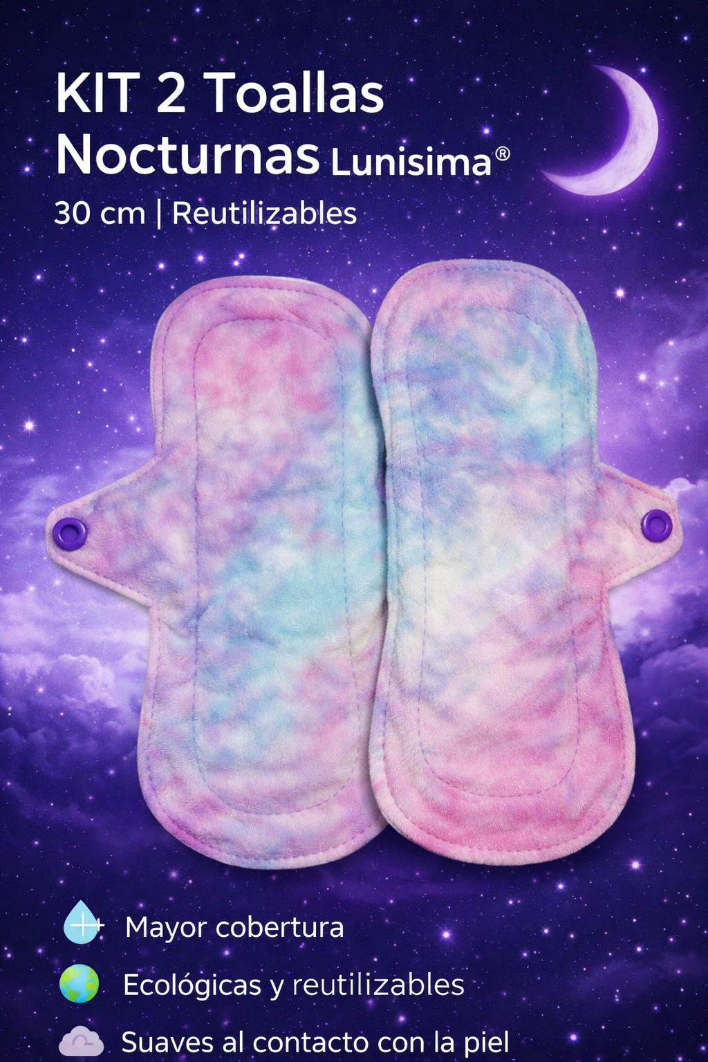 kit 2 toallas Lunsima nocturna de 30 cm