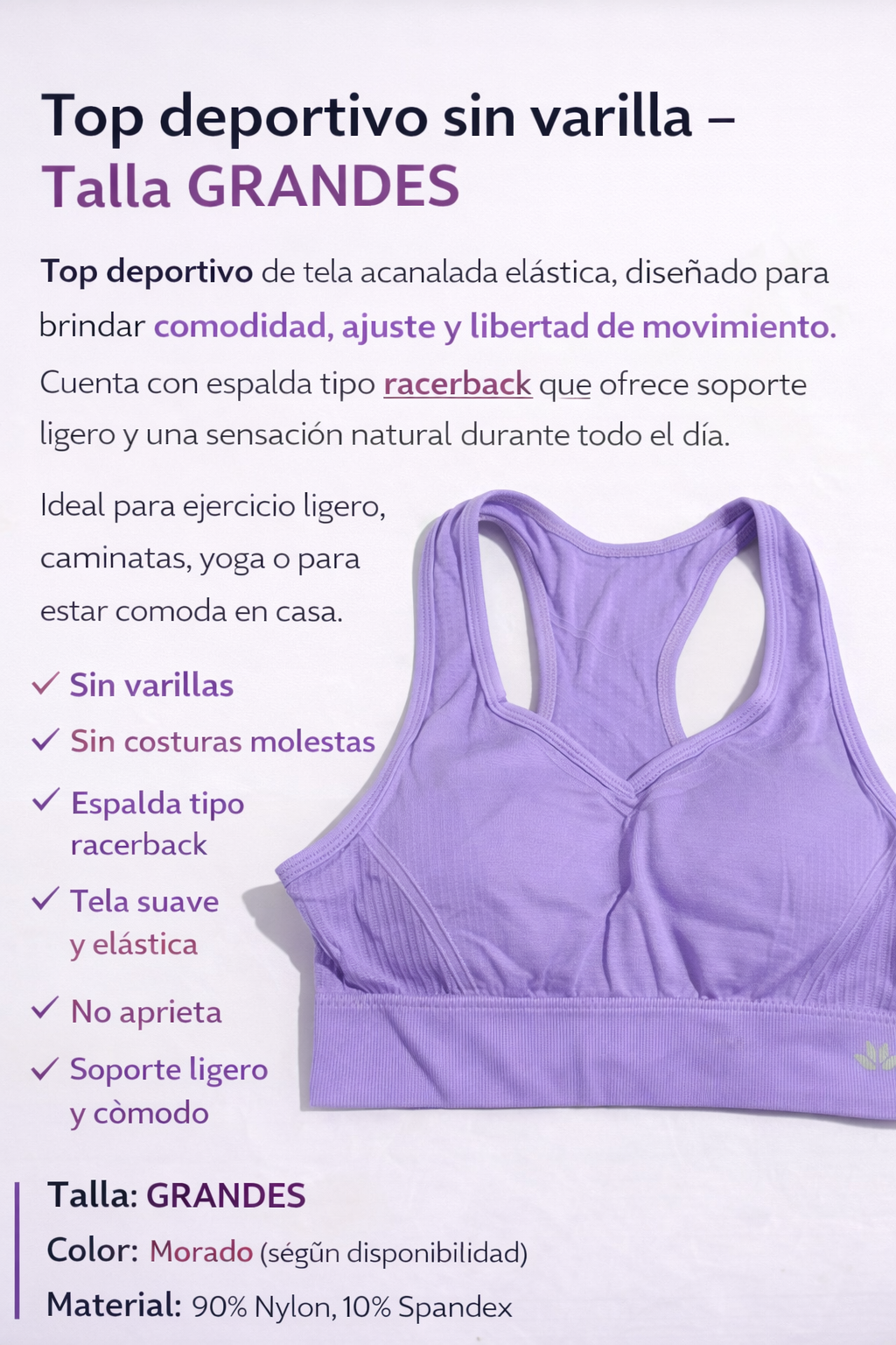 Top deportivo espalda racer